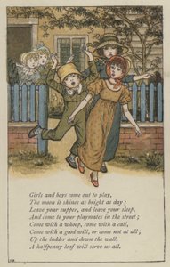 Girls and boys come out to play by Kate (after) Greenaway