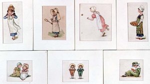 Collection of Miniature Watercolours of Children Playing by Kate Greenaway
