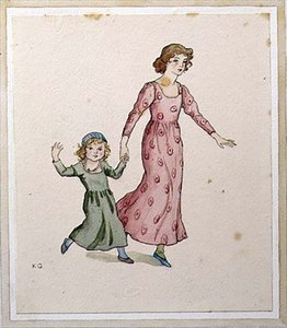 Two Little Girls in Party Dresses by Kate Greenaway