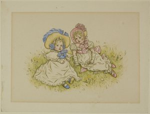 Two Little Girls with Bonnets by Kate Greenaway