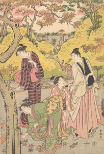 A Young Man, Two Young Women and a Girl at a Picnic Party, ca. 1789 by Katsukawa Shuncho