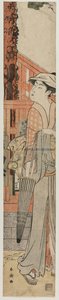 Young Woman Standing Beside a Pine Tree Within the Precincts of a Temple by Katsukawa Shuncho