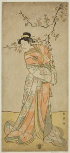 The Actor Ichikawa Ebizo as the Lady-in-Waiting Iwafuji in the Play Gozen-gakari Sumo Soga, Performed at the Kawarazaki Theater in the First Month, 1793 by Katsukawa Shun