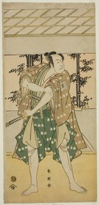 The Actor Ichikawa Omezo I as the Boatman Takihei in the Play Ofunamori Ebi no Kaomise, Performed at the Kawarazaki Theater in the Eleventh Month, 1792 by Katsukawa Shun