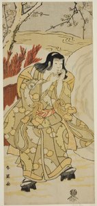 The Actor Iwai Hanshiro IV as a Boy Blowing on His Hands beside a Large Snowball, in the Play Nigiwai Genji Hana Saku Kado, Performed at the Kawarazaki Theater in November 1793