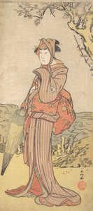 Iwai Kiyotaro as a Woman Standing under a Plum Tree