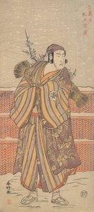 Matsumoto Sumezo as a Man in Winter Attire Standing in the Snow by Katsukawa Shunko