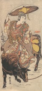 The Actor Matsumoto Koshiro IV on a Bullock in a Snowstorm