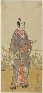 An Actor in a Samurai Role Holding a Bamboo Flute by Katsukawa Shunsho