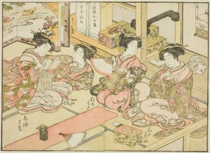 Courtesans of the Ogiya, from the book "Mirror of Beautiful Women of the Pleasure Quarters," vol. 1 by Katsukawa Shunsho
