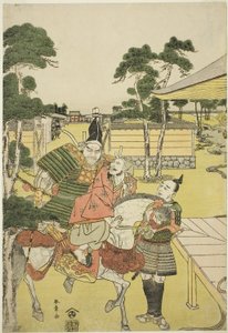 Musashibo Benkei Brings the Captured Tosabo Shoshun to Yoshitsune in the Play Horikawa Youchi no Zu Uki-e Nimaitsuzuki by Katsukawa Shunsho