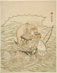 Taira no Atsumori Riding a Horse into the Sea