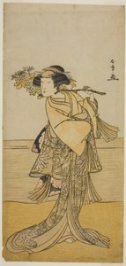 The Actor Nakamura Tomijuro I as a Female Fox from Mt. Ubagadake in the Play Chigo Torii Tobiiri Kitsune, Performed at the Ichimura Theater in the Eleventh Month, 1777