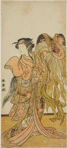 The Actor Nakamura Tomijuro I as the Courtesan Toyama of Tsuruga in the Play Keisei Tsuki no Miyako, Performed at the Morita Theater in the Eighth Month, 1775