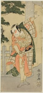 The Actor Otani Hiroji III in a Stage Pose Before a Shrine Gateway