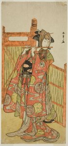 The Actor Segawa Kikunojo III as Kojoro-gitsune Disguised as the Florist Okiku in the Play Mure Takamatsu Yuki no Shirahata, Performed at the Ichimura Theater in the Eleventh Month, 1780