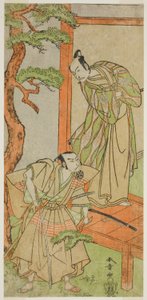 The Actors Ichikawa Danjuro V as Momonoi Wakasanosuke (right), and Nakamura Nakazo I as Kakogawa Honzo (left), in the Play Kanadehon Chushingura, Performed at the Nakamura Theater in the Fifth Month, 1771