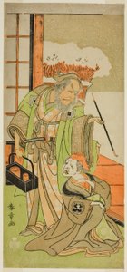 The Actors Nakamura Utaemon I as Karashi Baba and Ichikawa Danjuro IV as Sanshodayu, in the Play Kawaranu Hanasakae Hachi no Ki, Performed at the Nakamura Theater in the Eleventh Month, 1769 by Katsukawa Shunsho