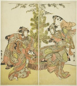 The Actors Segawa Kikunojo III as Yasukata and Iwai Hanshiro IV as Utou in the Play Godai Genji Mitsugi no Furisode, Performed at the Nakamura Theater in the Eleventh Month, 1782 by Katsukawa Shunsho