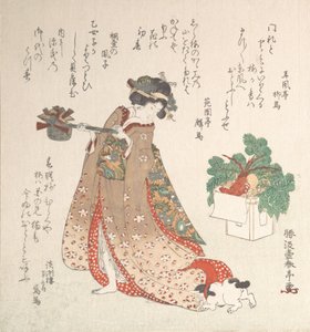 Young Woman Carrying a Wine-Pot for the New Year Ceremony