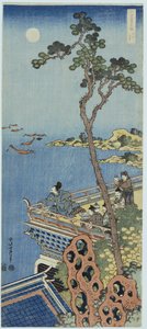 A Courtier on the Balcony of a Chinese Pavilion Looking in the Distance on a Moonlit Night, from the series "A Mirror of Chinese and Japanese Verse"