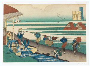 Dainagon Tsunenobu (Workers, beside the sea, dyeing cloth), from A Hundred Poems Explained by the Nurse