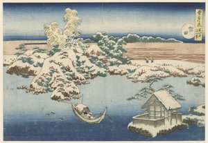 The Sumida River in Snow (Sumida) (Snow, Moon, and Flowers) (Setsugekka) by Katsushika Hokusai