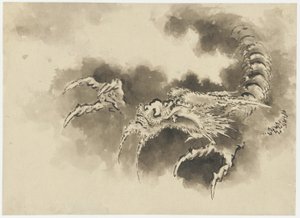 Dragon emerging from clouds, Edo period by Katsushika Hokusai