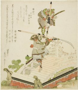 Festival float of Tsutsui Jomyo fighting Ichirai Hoshi on the Uji Bridge