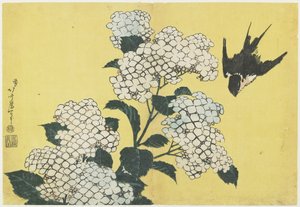 Hydrangea and Swallow, c. 1832 by Katsushika Hokusai