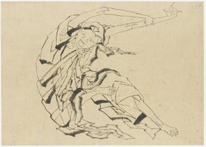 Long-armed man stretching, Edo period