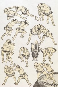 Manga: Studies of Gestures and Postures of Wrestlers by Katsushika Hokusai