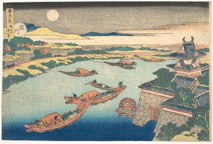 Moonlight on the Yodo River, from the series Snow, Moon, and Flowers by Katsushika Hokusai