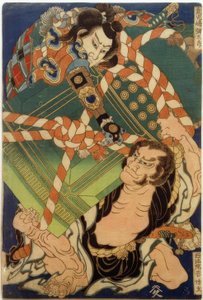 Onikojima Yataro and Seihoin Akabozu by Katsushika Hokusai
