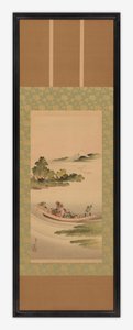 River landscape: ferry-boat and Mount Fuji by Katsushika Hokusai