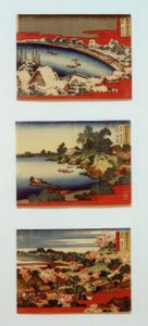 Snow, Moon, and Flowers in Beautiful Landscapes by Katsushika Hokusai