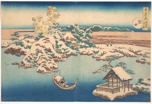 Snow on the Sumida River, from the series Snow, Moon, and Flowers by Katsushika Hokusai