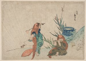 Two Shōjō by Katsushika Hokusai