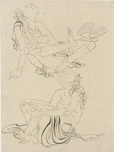 Two men relaxing in summer by Katsushika Hokusai