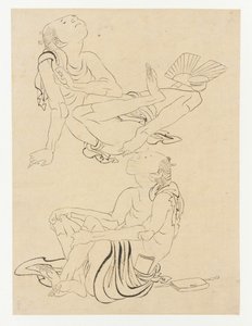 Two men relaxing in summer by Katsushika Hokusai