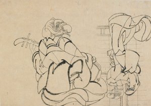 Two sketches: lady playing samisen and lady with back to observer, late 18th-early 19th century by Katsushika Hokusai