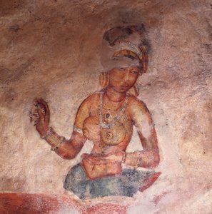 Apsaras, Heavenly Nymph Making an Offering, Fresco, Fortified Citadel of Sigiriya (UNESCO World Heritage List)