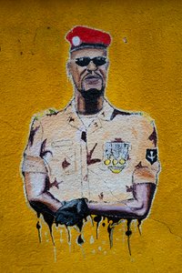 Street Art Portrait of Mamadi Doumbouya, Conakry, 2019 by Alec Hunter