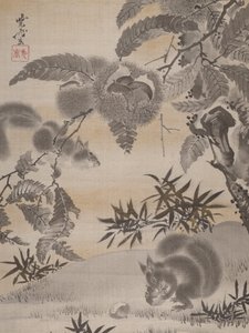 Squirrels Gathering Chestnuts by Kawanabe Kyosai