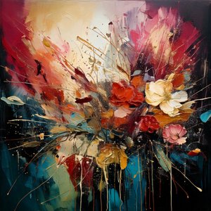 Vibrant Abstract Floral Bouquet by Kay Shanley