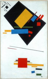 Suprematist Painting Black Trapezoid and Red Square