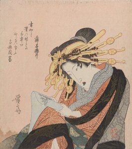 Prostitute Reading a Letter by Keisai Eisen