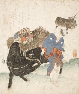 Woman from Ohara Leading a Laden Ox by Keisai Eisen
