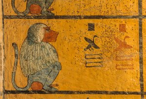 Baboon, Wall painting in tomb of King Tutankhamun, KV52, Valley of the Kings, Thebes, 2003 by Kenneth Garrett