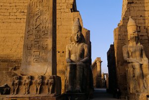 Colossal statue of Ramses II (the Great), in front of pylon, Temple of Luxor